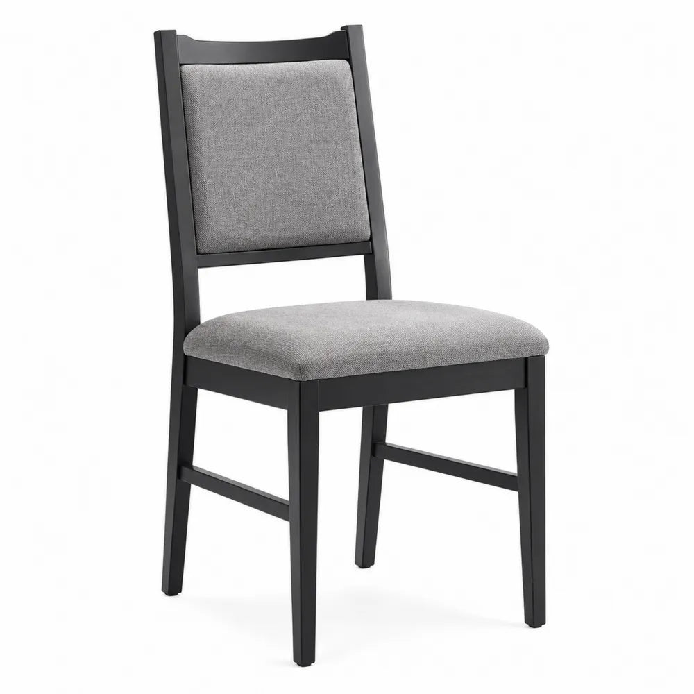 Esszimmerstuhl gepolstert 45 cm x 52 cm x 85 cm Schwarz Grau Stoff Metallrahmen ohne Armlehnen